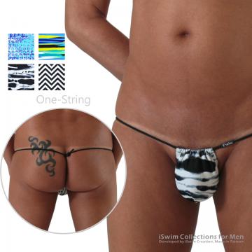 TOP 2 - Printed swim pouch 3mm g-string (one-string swim thong) ()