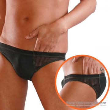 sport swim briefs with irregular side in mesh, black color - 0 (thumb)