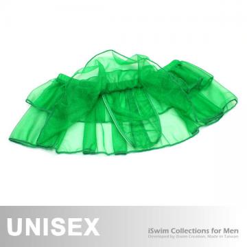 unisex chiffon see-thru puff skirt with thong