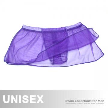 unisex chiffon see-thru two piece skirt with thong