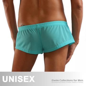 unisex beach shorts - super low rise, bikini net