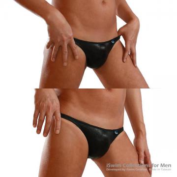 ultra low rise leather look swimming bikini thong - 4 (thumb)