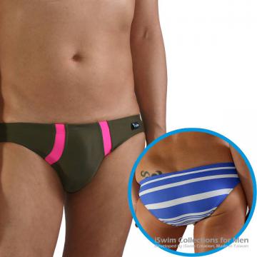 smooth pouch 3/4 back swim briefs with double lines in front