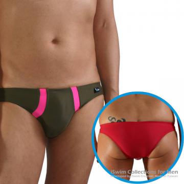 smooth pouch half back swim briefs with double lines in front