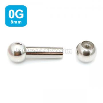 凹槽鋼珠穿刺直環 0G (8 x 25，鋼珠14mm) - 0 (thumb)