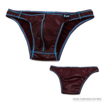 TOP 1 - smooth pouch swim bikini in lustered fabric with color lines ()