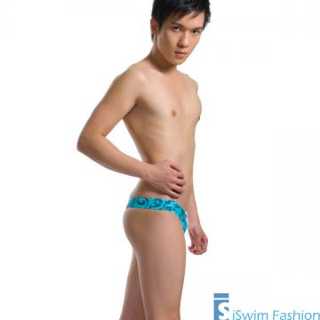 sports swim thong in printed fabric